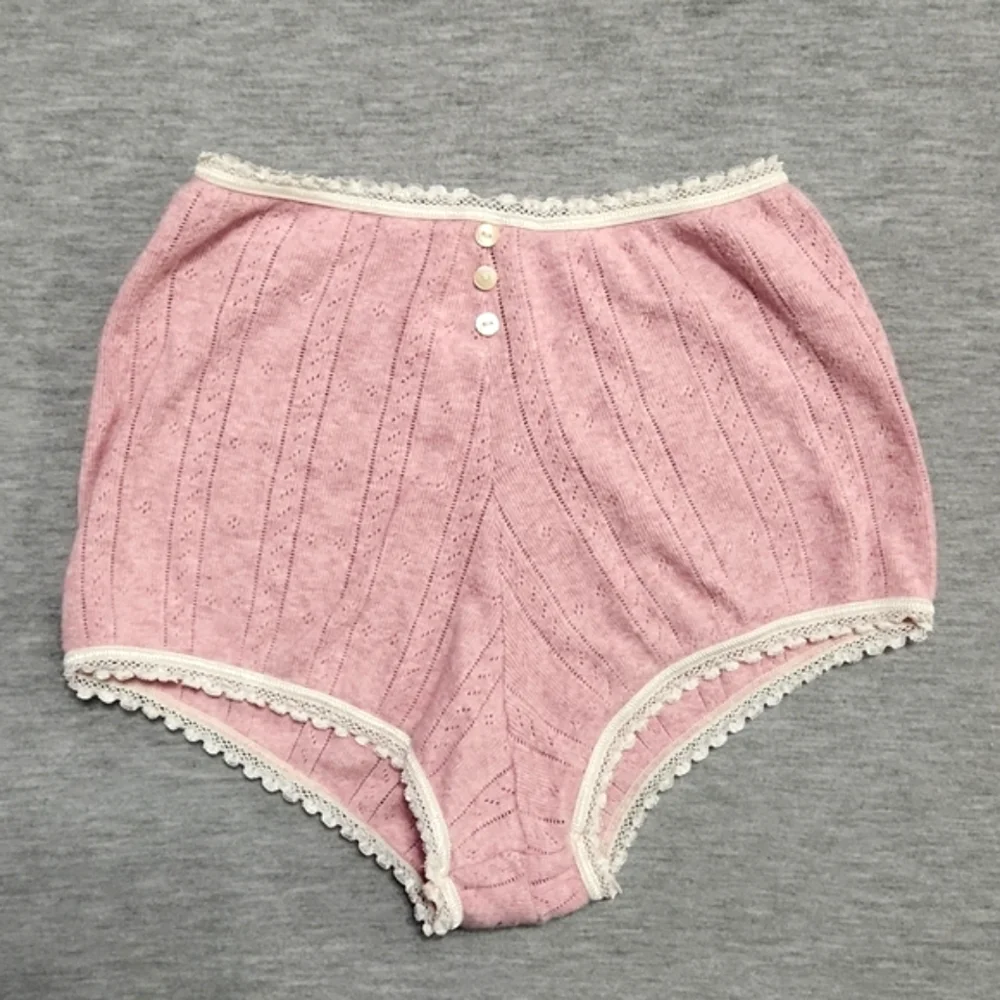Vintage Victoria's Secret Pointelle Lace Trim High Rise Full Coverage Panties